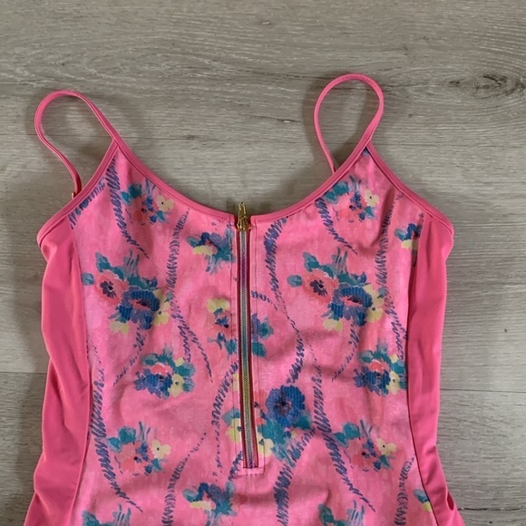 LOVESHACKFANCY X Beach Riot One Piece Cheryl Swimsuit Hint of Hibiscus L - Picture 10 of 12